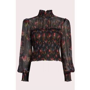 Cinq a Sept Esmeralda Black Floral Silk Blouse